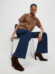 River Island Brown Faux Leather Short Sleeve Shirt - Image 3 of 4