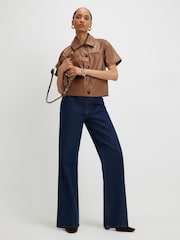 River Island Brown Faux Leather Short Sleeve Shirt - Image 4 of 4