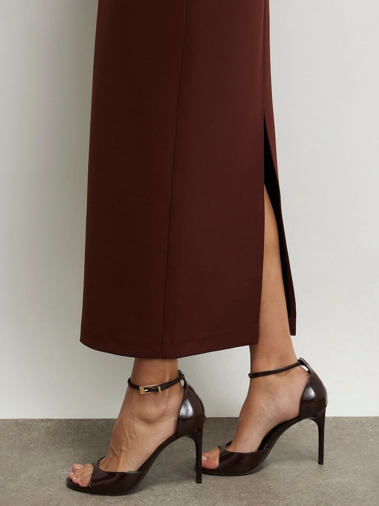 River Island Brown Closed Back Ankle Strap Heels - Image 1 of 6 River Island Brown Closed Back Ankle Strap Heels - Image 1 of 6