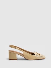 River Island Brown Slingback Heeled Loafer Court Shoes - Image 1 of 5