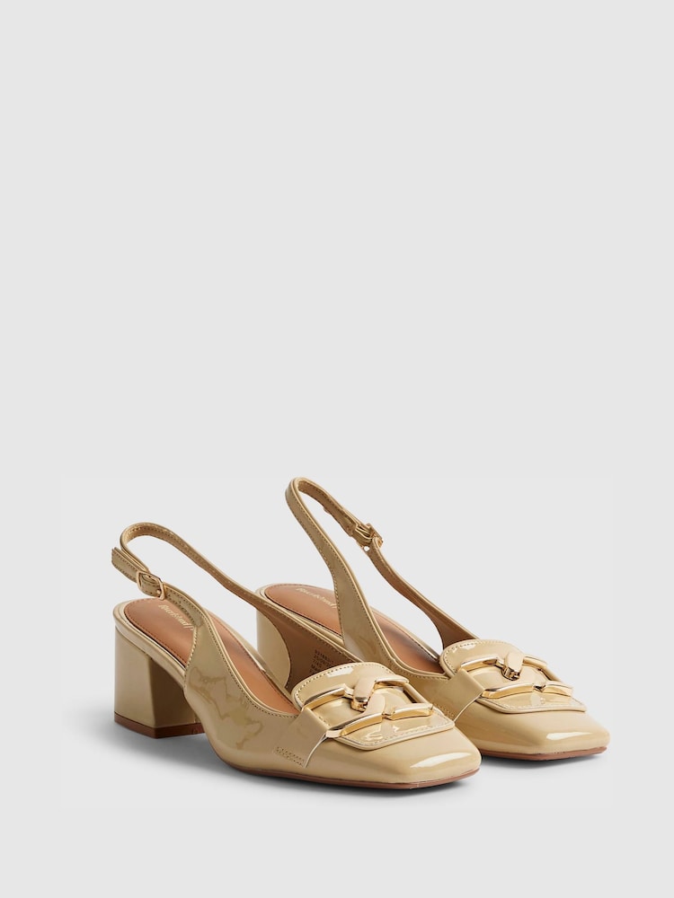 River Island Brown Slingback Heeled Loafer Court Shoes - Image 2 of 5