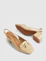 River Island Brown Slingback Heeled Loafer Court Shoes - Image 4 of 5