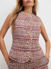 River Island Brown Sleeveless High Neck Boucle Fringe Waistcoat - Image 3 of 4