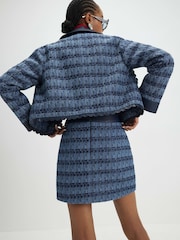 River Island Blue Boucle Faux Leather Scallop Trim Mini Skirt - Image 4 of 4