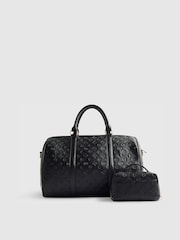 River Island Black Embossed Monogram Barrel Bundle Bag - Image 3 of 5