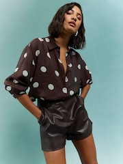 River Island Brown Long Sleeve Polka Dot Shirt - Image 2 of 4