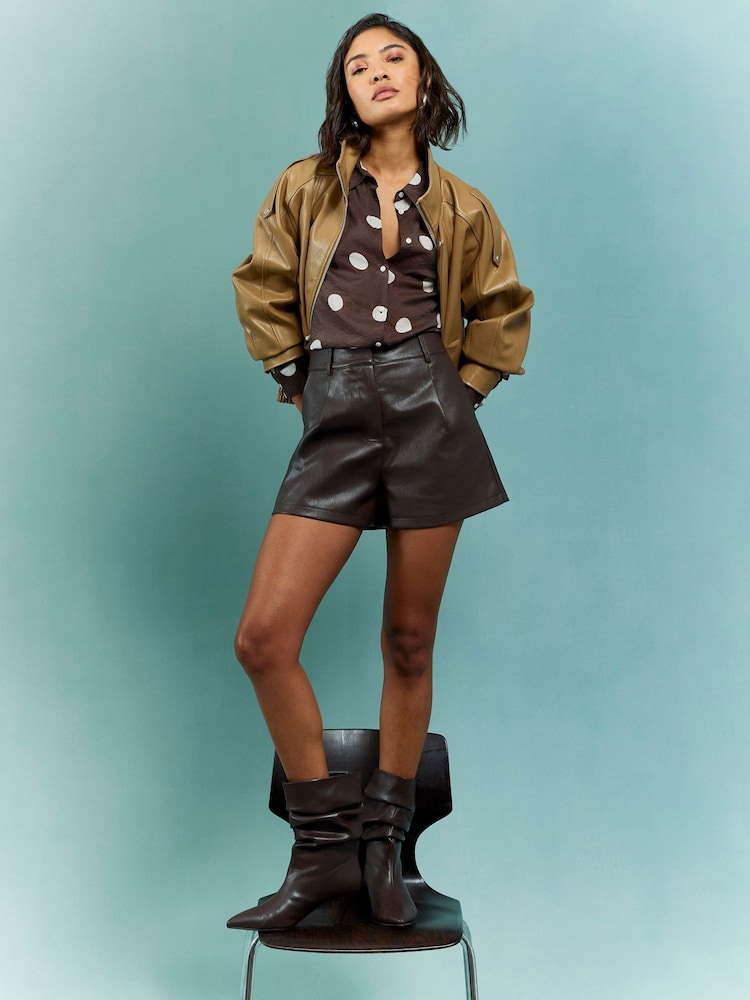 River Island Brown Long Sleeve Polka Dot Shirt - Image 4 of 4