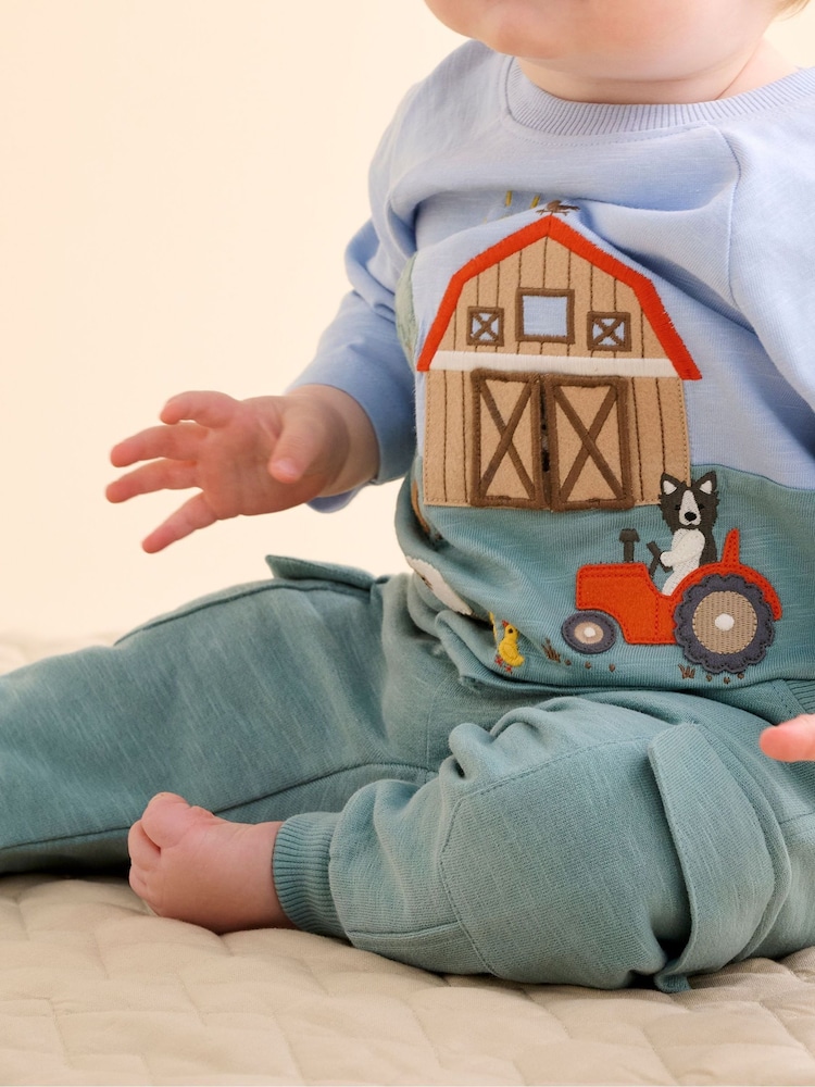 Purebaby Blue Farm Life T-Shirt and Track Set - Image 2 of 7