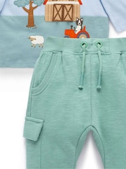 Purebaby Blue Farm Life T-Shirt and Track Set - Image 6 of 7