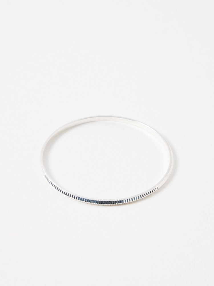 Oliver Bonas Silver Plated Anita Ridged Bangle - Image 1 of 3