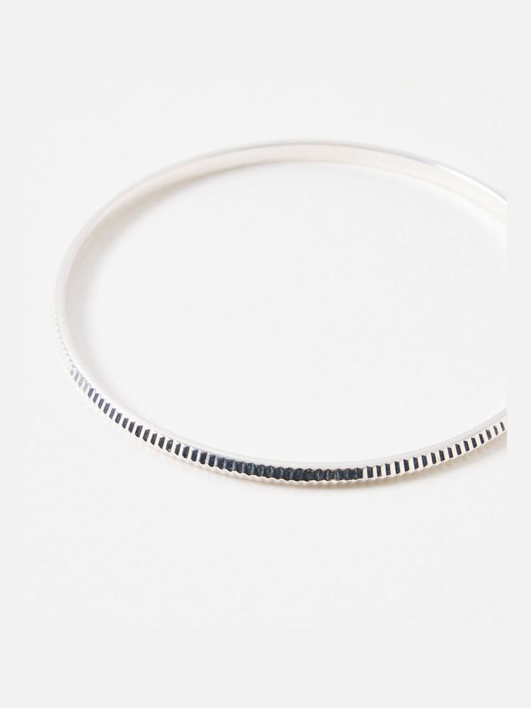 Oliver Bonas Silver Plated Anita Ridged Bangle - Image 2 of 3