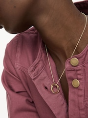 Oliver Bonas Gold Plated Anita Textured Ring Charm Pendant Necklace - Image 4 of 4