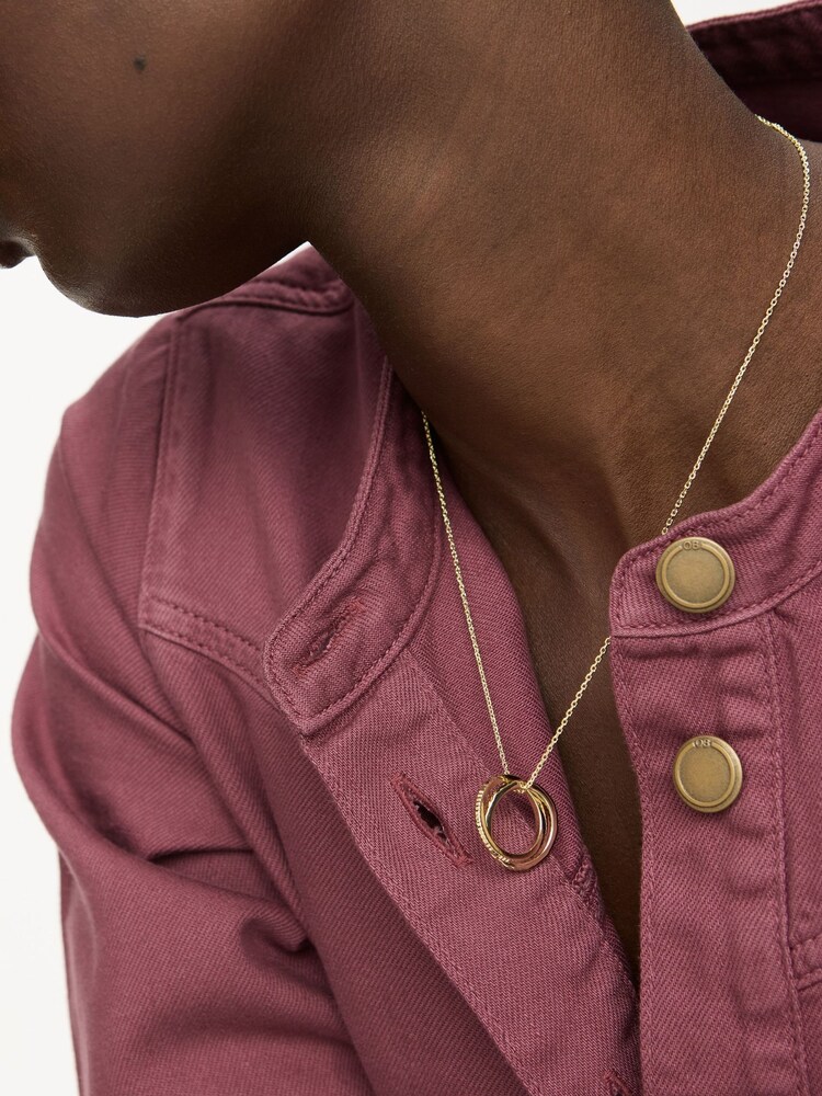 Oliver Bonas Gold Plated Anita Textured Ring Charm Pendant Necklace - Image 4 of 4