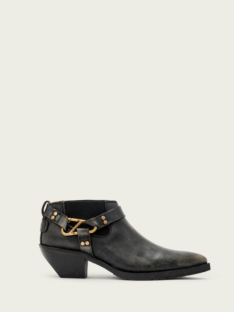 AllSaints Brown Maisy Carabiner Boots - Image 1 of 2 AllSaints Brown Maisy Carabiner Boots - Image 1 of 2