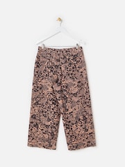 Oliver Bonas Brown Floral Print Cropped Wide Leg Jeans - Image 4 of 7