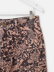 Oliver Bonas Brown Floral Print Cropped Wide Leg Jeans - Image 7 of 7