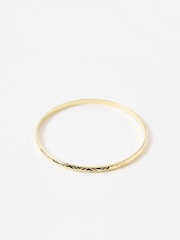 Oliver Bonas Gold Plated Anita Engraved Textured Bangle - Image 1 of 3