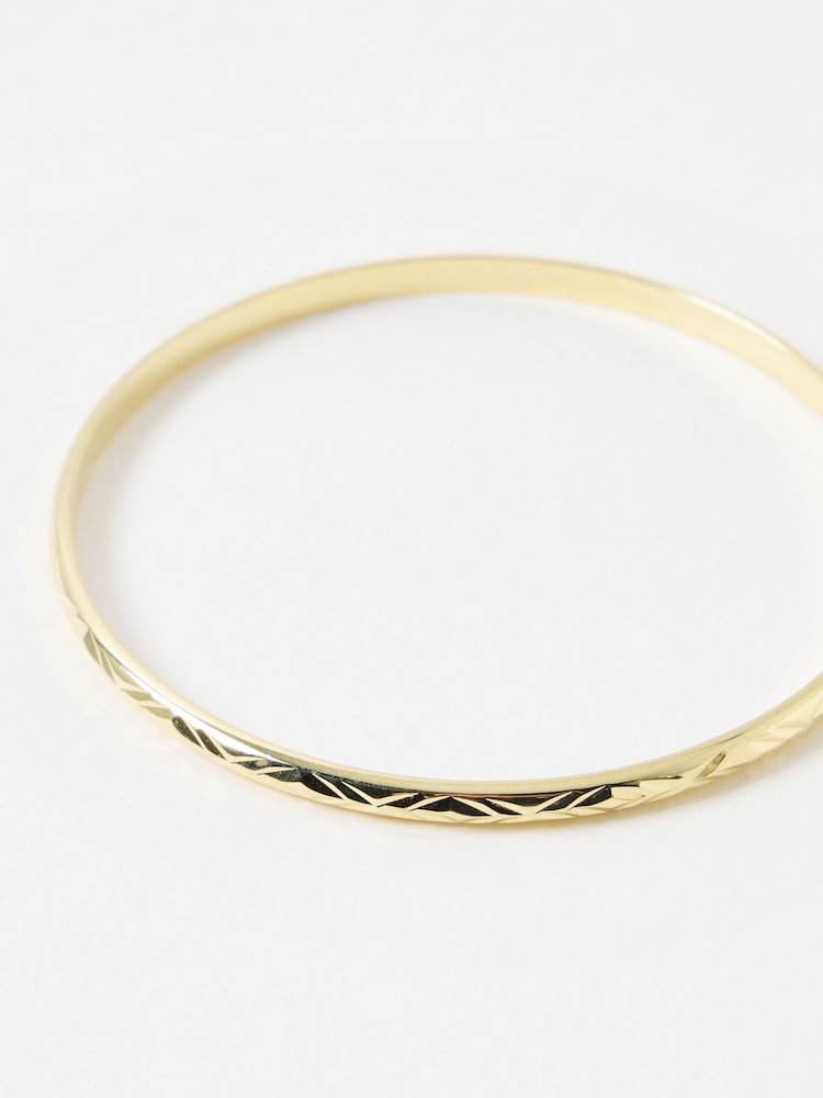 Oliver Bonas Gold Plated Anita Engraved Textured Bangle - Image 2 of 3