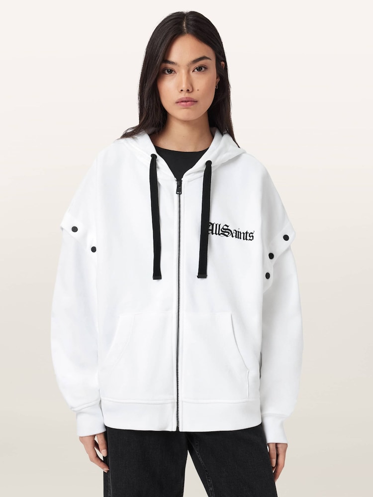 AllSaints White Gig Amphia Hoodie - Image 2 of 7