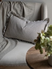 Ellenvale Interiors Brown Hallie Stripe Ruffle Cushion Cover Bolster 45 X 45cm - Image 2 of 3