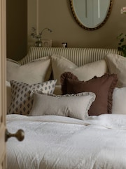 Ellenvale Interiors Brown Hallie Stripe Ruffle Cushion Cover Bolster 45 X 45cm - Image 3 of 3