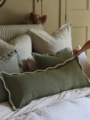 Ellenvale Interiors Sage Chloe Scalloped Edge Cushion Bolster Cover - Image 1 of 2