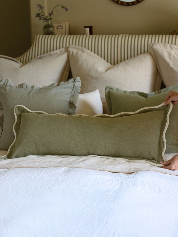 Ellenvale Interiors Sage Chloe Scalloped Edge Cushion Bolster Cover - Image 2 of 2