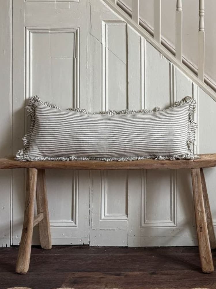 Ellenvale Interiors Olive Hallie Stripe Ruffle Bolster Cushion Cover - Image 1 of 3