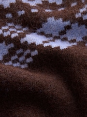 Marron Chocolat/Violet - Cardigan Fairisle boutonné Ceinturé en laine - Image 6 de 7