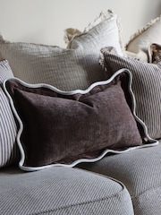Ellenvale Interiors Chocolate Brown Chloe Scalloped Edge Cushion 50 x 30cm Cover - Image 1 of 5