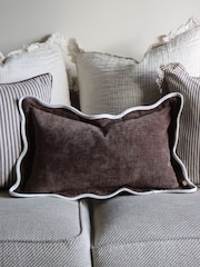 Ellenvale Interiors Chocolate Brown Chloe Scalloped Edge Cushion 50 x 30cm Cover - Image 3 of 5