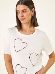Roman White Embellished Heart T-Shirt - Image 1 of 5