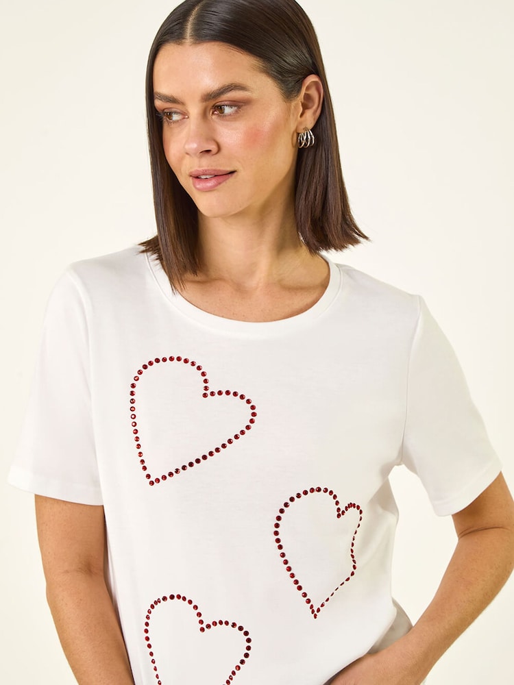 Roman White Embellished Heart T-Shirt - Image 1 of 5