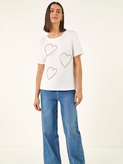Roman White Embellished Heart T-Shirt - Image 2 of 5