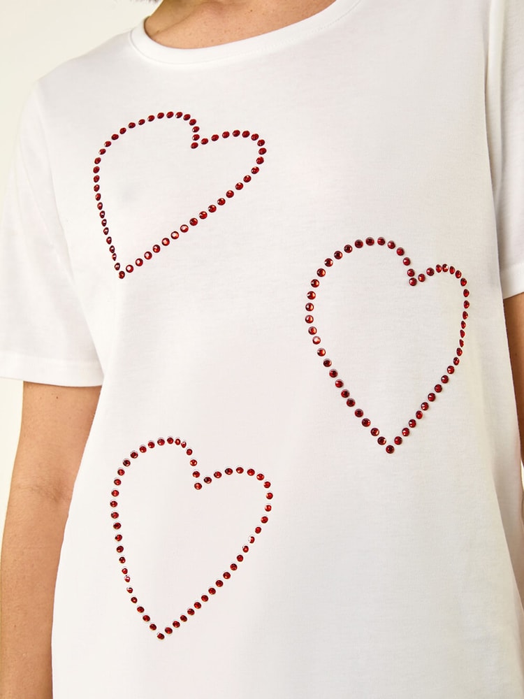Roman White Embellished Heart T-Shirt - Image 5 of 5