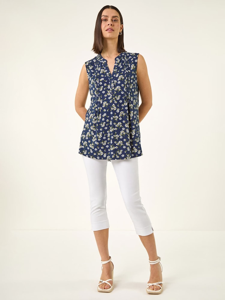 Roman Blue Ditsy Floral Pintuck Shirt - Image 2 of 5