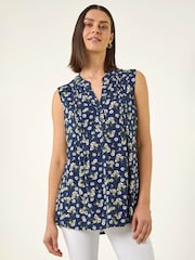 Roman Blue Ditsy Floral Pintuck Shirt - Image 4 of 5