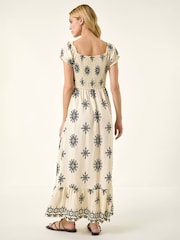 Roman White Borderie Shirred Maxi Dress - Image 3 of 5