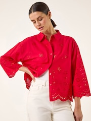 Roman Red Broderie Hem Buttoned Shirt - Image 1 of 5