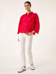Roman Red Broderie Hem Buttoned Shirt - Image 2 of 5