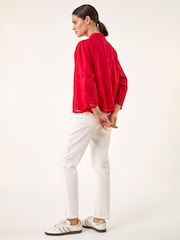 Roman Red Broderie Hem Buttoned Shirt - Image 3 of 5