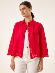 Roman Red Broderie Hem Buttoned Shirt - Image 4 of 5