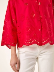 Roman Red Broderie Hem Buttoned Shirt - Image 5 of 5