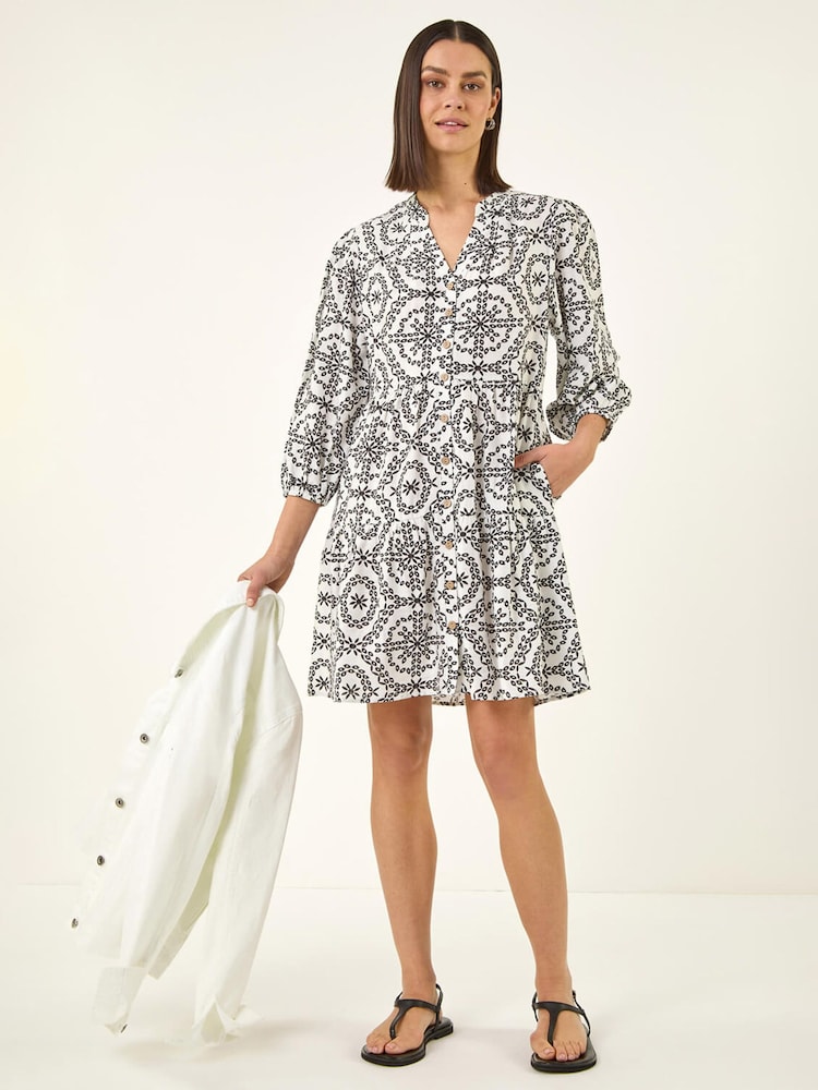 Roman Black Circle Broderie Smock Dress - Image 2 of 5