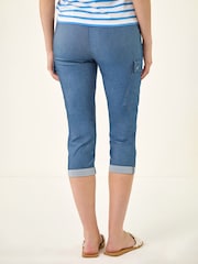 Roman Blue Cropped Cargo Bengaline Trousers - Image 3 of 5