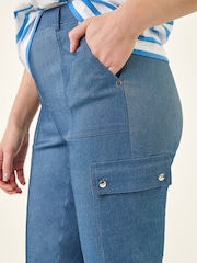Roman Blue Cropped Cargo Bengaline Trousers - Image 5 of 5