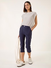 أزرق داكن - Roman Cropped Cargo Bengaline Trousers - صورة 2 من 5