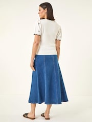 Roman White Bow V-Neck Knit Top - Image 3 of 5