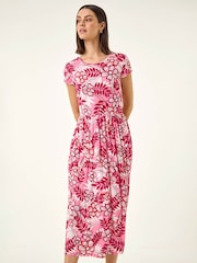 Roman Pink Floral Pocket Midi Dress - Image 1 of 5