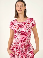Roman Pink Floral Pocket Midi Dress - Image 4 of 5